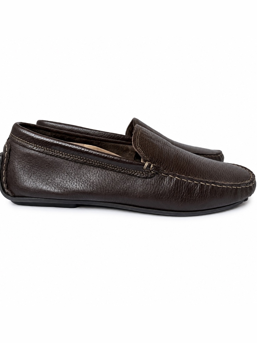 Chaps Original Men’s 11.5 M Brown Pebbled Leather Driving Loafers